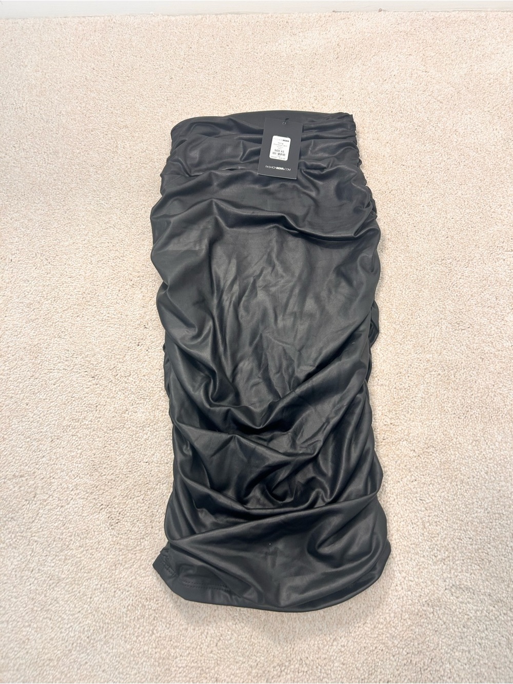 Black Ruched Midi Skirt - Women
